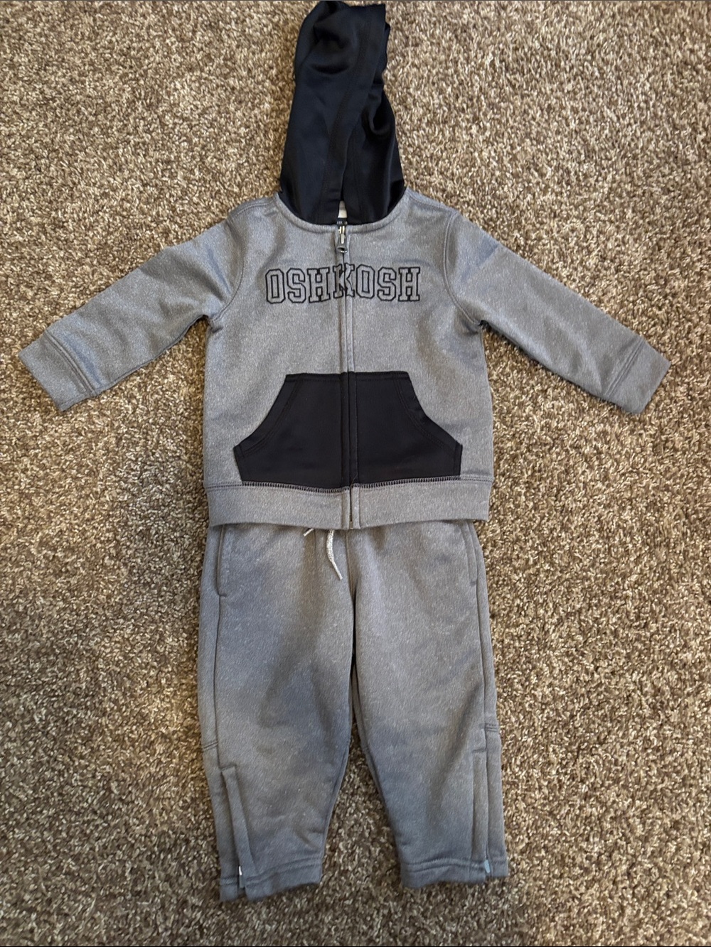 OshKosh Gray Hoodie & Black Pocket Joggers Set